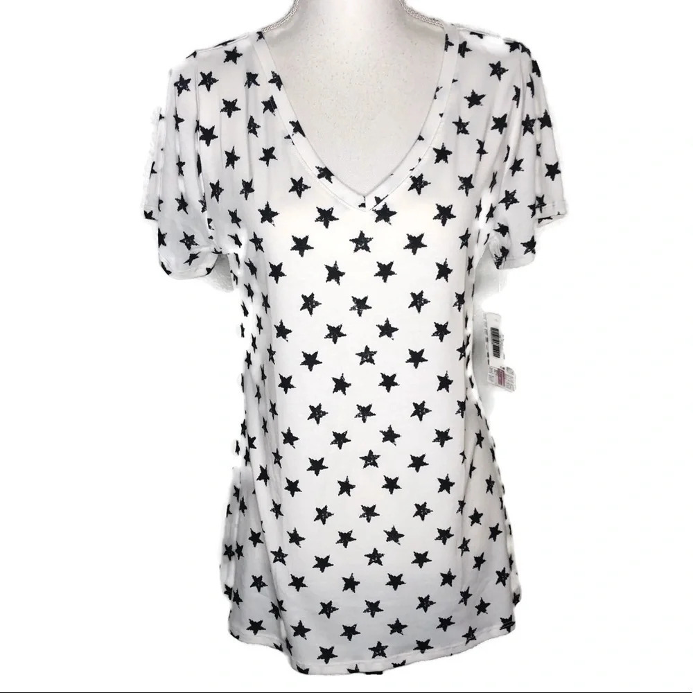 LulaRoe top with blue stars on white Size Medium